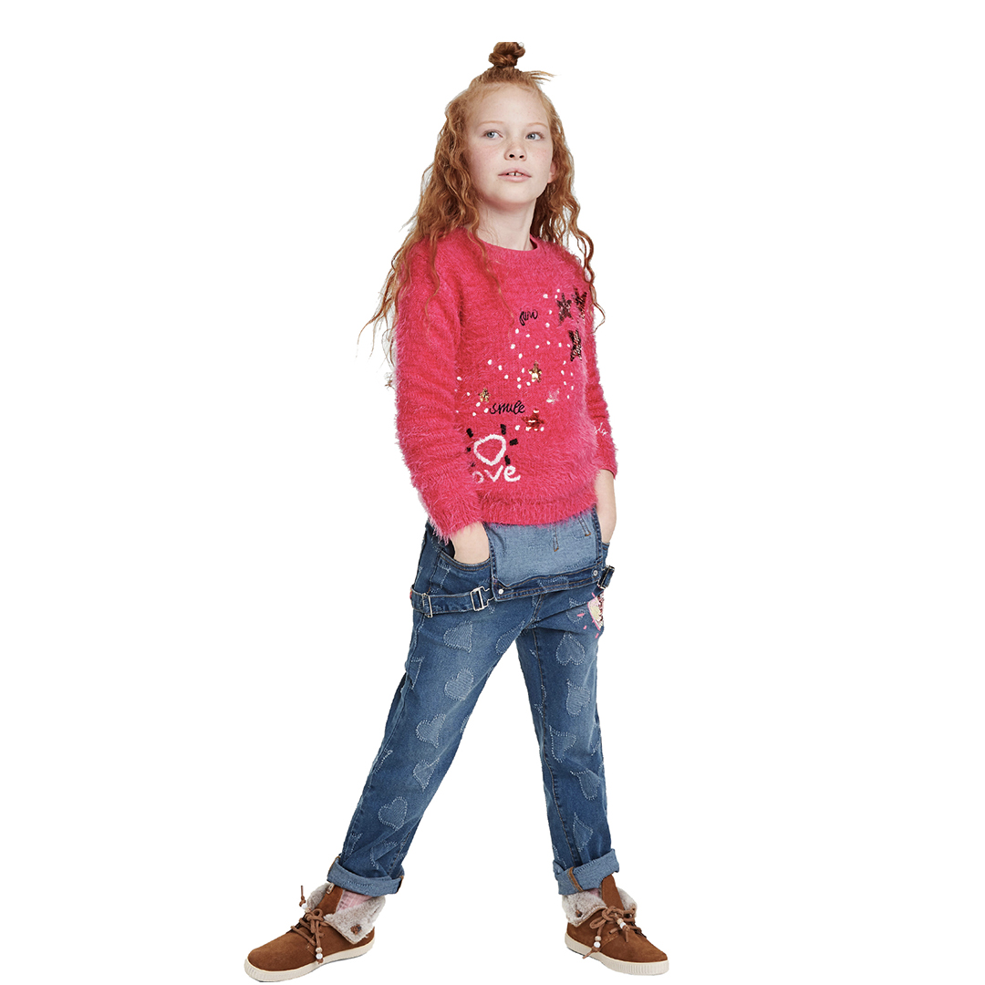 desigual_bambina_maglia_tessuto_bouclé _fucsia_