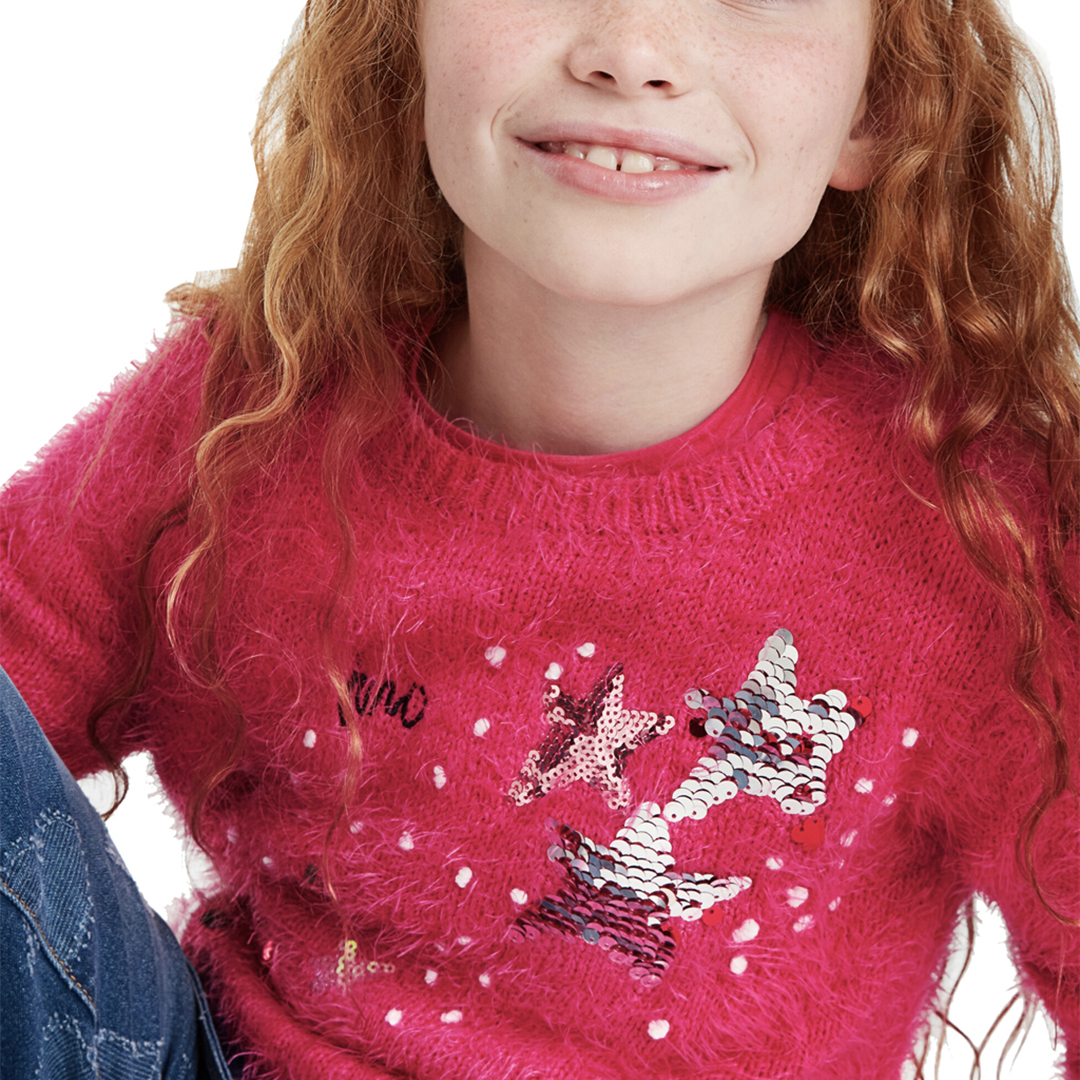 desigual_bambina_maglia_tessuto_bouclé _fucsia___